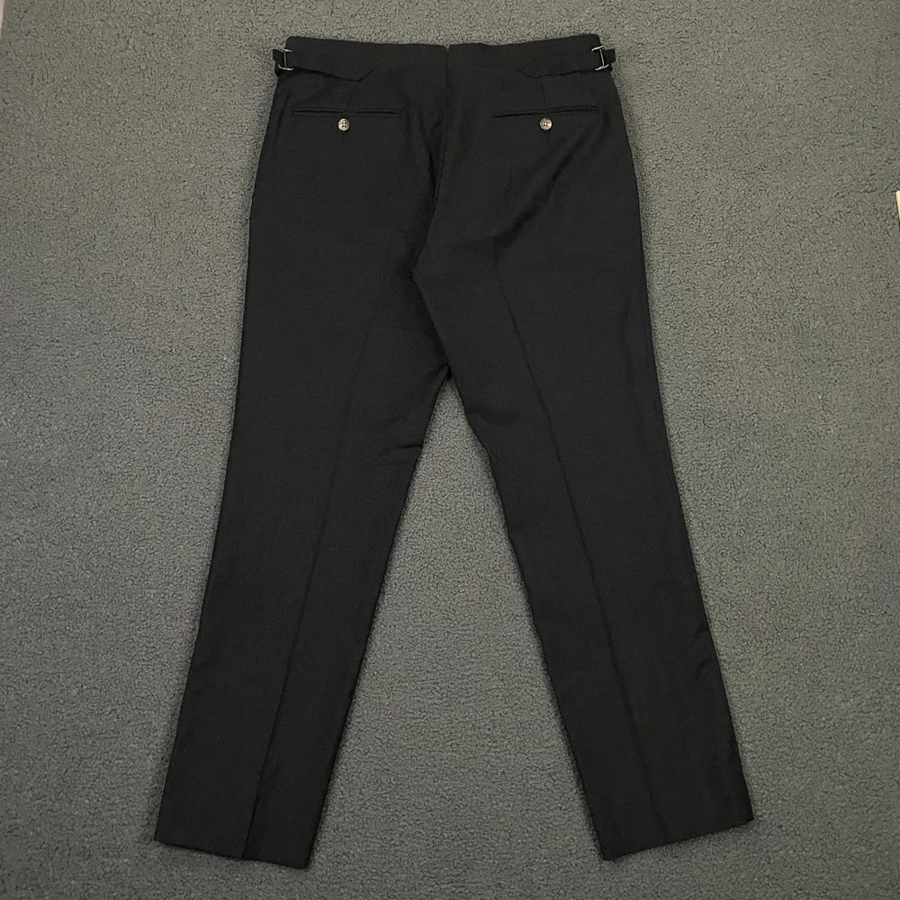 Polo Ralph Lauren Dress Pants FITS 32x29 slim Fit Solid Gray Wool Side Adjuster
